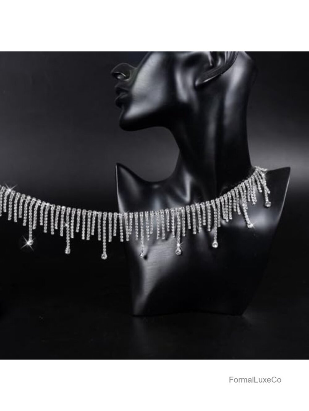 Silver Rhinestone Trim Chain 1 Yard DIY Sewing Crafts Tassel Beaded